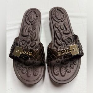 Dr. Scholl's Dark Brown Quilted Slide Sandals